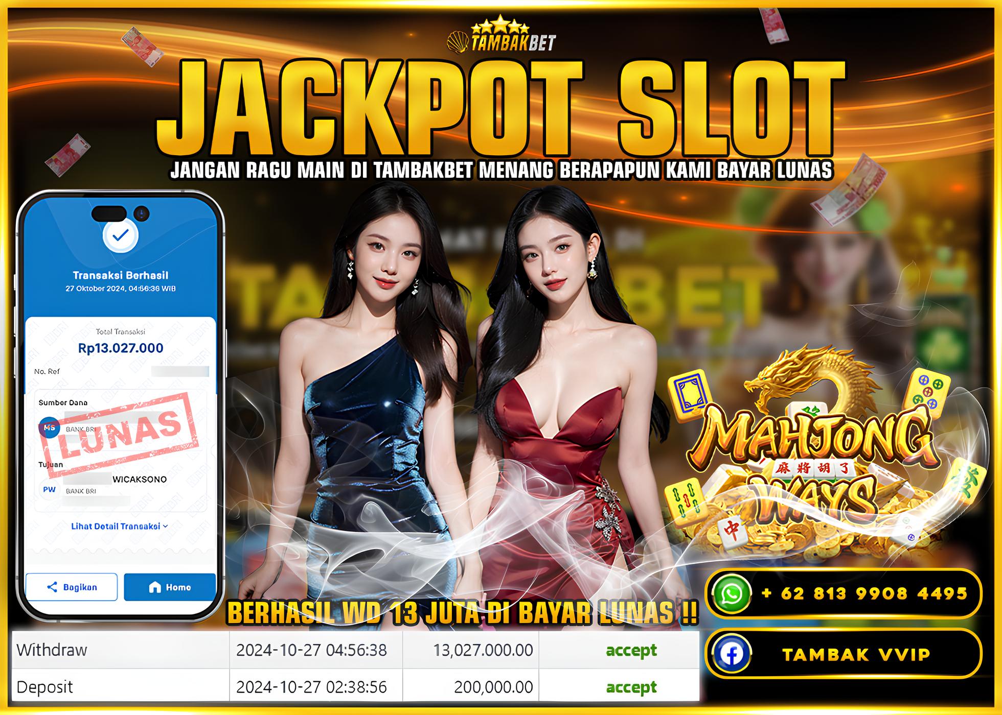 BUKTI JACKPOT SLOT MAHJONG WAYS DI TAMBAKBET